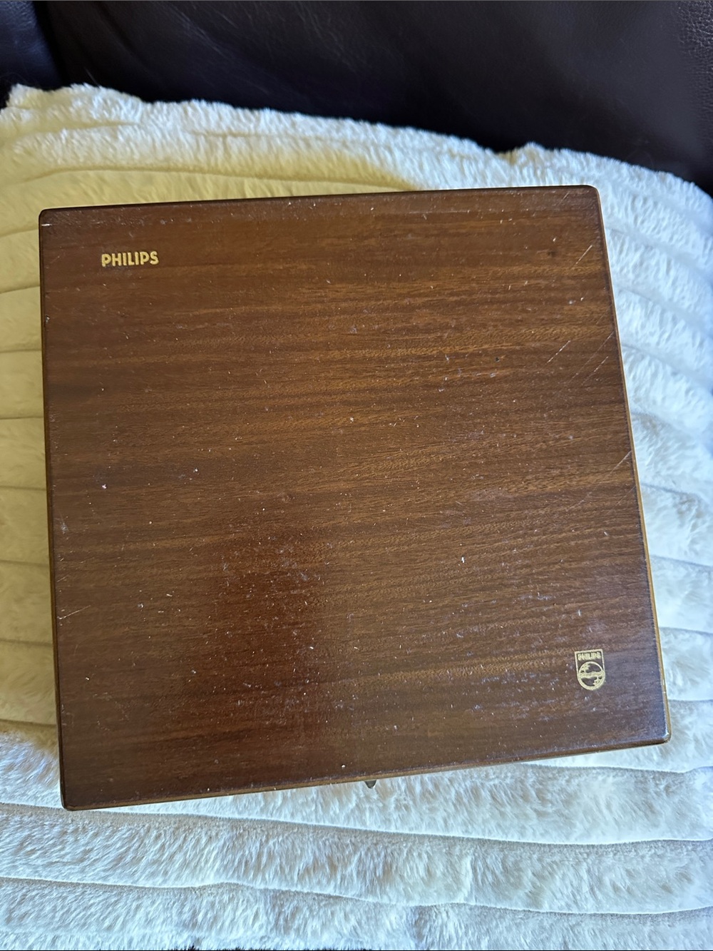 Philips Brown Wood Box with Gold Logos